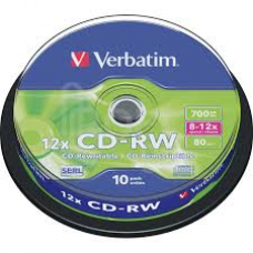 Диск Verbatim CD-RW 700MB 8x-12x - 10 шпинд. Диск Verbatim CD-RW 700MB 8x-12x - 10 шпинд.